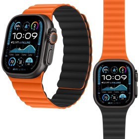HITZEE Compatible con Correa Apple Watch 49/46/45/44/42/41/40/38mm, Correa Silicona Magnética Doble Cara Reversible para iWatch