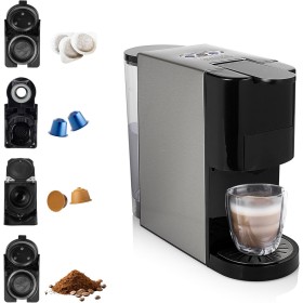 Princess 249450 Máquina de café multicápsulas con adaptadores para cápsulas Nespresso, Dolce Gusto, monodosis ESE y café molido,