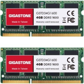 DDR3 RAM Solo portátil GIGASTONE 8GB Kit(2x4GB) DDR3/DDR3L 1600MHz(1333MHz) PC3-12800(PC3-10600) CL11 1.35V/1.5V 2Rx8 SODIMM