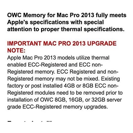 OWC 32GB (2X 16GB) 1866MHz PC3-14900 DDR3 ECC-R SDRAM Kit de actualización de Memoria, ECC registrado, (1866D3R9M32), para Mac