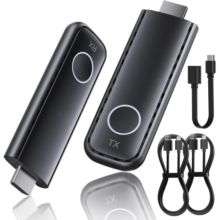 Transmisor y Receptor HDMI Inalámbrico, Descodificación 4K Salida 1080P, Extensor HDMI Inalámbrico con Pantalla LCD, Alcance