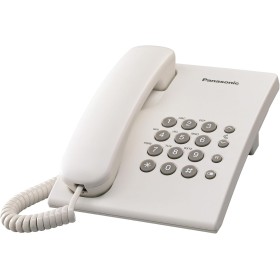 Panasonic KX-TS500EXW Teléfono fijo con cable (Tono configurable, Montable en pared, Compatible con audífonos), Color blanco