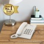 Panasonic KX-TS500EXW Teléfono fijo con cable (Tono configurable, Montable en pared, Compatible con audífonos), Color blanco