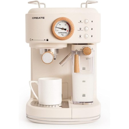 CREATE / THERA RETRO PRO/Cafetera Express semiautomática Blanco Roto / 20 bares, depósito de leche, bandeja de goteo, dos