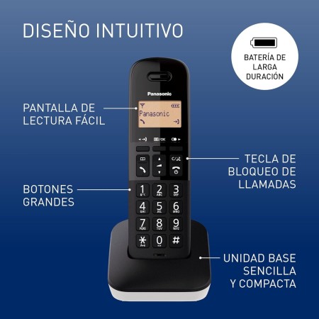 Panasonic KX-TGB612 Teléfono Inalámbrico Digital, Unidad Base y 2 Auriculares Identificador Y Bloqueador de Llamadas, Volumen