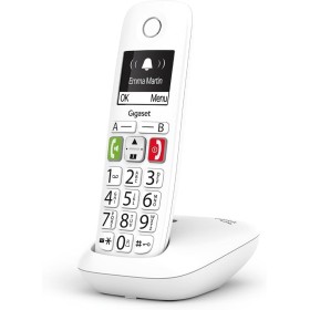 Gigaset E290 - Teléfono DECT Inalámbrico - Botones Grandes - Pantalla Iluminada en Blanco y Negro - Control de Volumen, Blanco