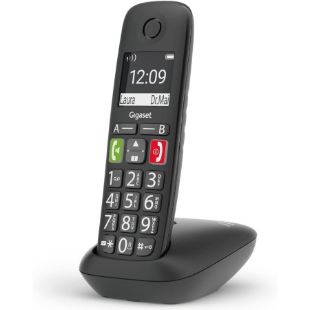 Gigaset E290 - Teléfono DECT Inalámbrico - Botones Grandes - Pantalla Iluminada en Blanco y Negro - Control de Volumen, Blanco