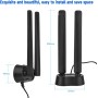 Eightwood Antena WiFi 6E 2,4 g/5 g/5,8 g/6 g wifi, amplificador, base magnética tribanda, con cable de extensión RP-SMA para