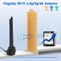 Eightwood Antena WiFi 6E 2,4 g/5 g/5,8 g/6 g wifi, amplificador, base magnética tribanda, con cable de extensión RP-SMA para