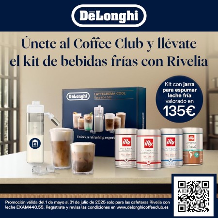 De'Longhi Rivelia EXAM440.35.BG, Cafetera Superautomática con Espumador de Leche Manual, Tamaño Compacto, 8 Recetas, Pantalla