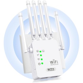 Repetidor WiFi,Amplificador señal WiFi Potente,6 Antenas,2 Puertos LAN,Extensor WiFi para el Hogar y la Oficina,Fácil de