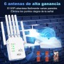 Repetidor WiFi,Amplificador señal WiFi Potente,6 Antenas,2 Puertos LAN,Extensor WiFi para el Hogar y la Oficina,Fácil de
