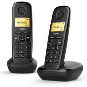 Gigaset A270 Duo - Dos Teléfonos DECT Inalámbrico - Pantalla Gráfica Iluminada - Manos Libres - Teclado fácil de usar, Negro
