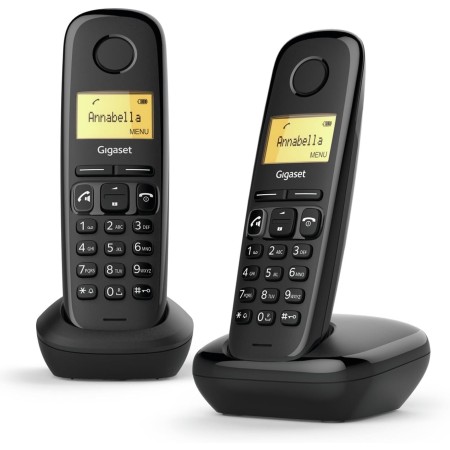 Gigaset A270 Duo - Dos Teléfonos DECT Inalámbrico - Pantalla Gráfica Iluminada - Manos Libres - Teclado fácil de usar, Negro