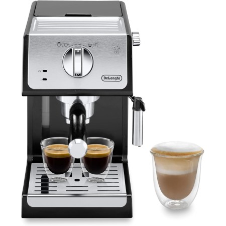 De'longhi - Cafetera de Bomba Tradicional para Espresso y Cappuccino, para Café Molido y Monodosis, 2 Tazas Simultáneamente,