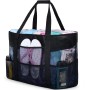 Czemo Bolsa de Playa Malla Grande Ligero con Cremallera 7 Bolsillos pequeños, de Picnic para Niñas, Reusable Shopping Bags para