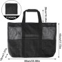 Czemo Bolsa de Playa Malla Grande Ligero con Cremallera 7 Bolsillos pequeños, de Picnic para Niñas, Reusable Shopping Bags para