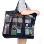 Czemo Bolsa de Playa Malla Grande Ligero con Cremallera 7 Bolsillos pequeños, de Picnic para Niñas, Reusable Shopping Bags para