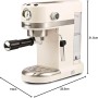 G3 Ferrari G10168 Amarcord Cafetera Espresso, 15 Bares, 1350 W, 1/2 Tazas, Termómetro, Calienta tazas, Depósito de 1,4 Litros, 3