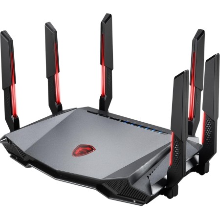 MSI RadiX AX6600 WiFi 6 Router Gaming Tres Bandas - WLAN Rápida de hasta 6600 Mbps (5GHz, 2.4GHz Inalámbrico), AI QoS Priority,