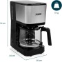 Princess 246031 - Cafetera con filtro permanente compacta, 1,25 L, 750 W, acero inoxidable, jarra de cristal para 12 tazas