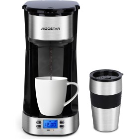 Aigostar Coffey - Cafetera de Goteo con taza aislada, Programable 24H, Pantalla LCD, 420 ml, Función AutoClean, Cafetera con