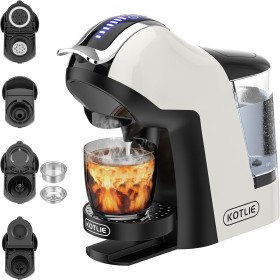 KOTLIE 19Bar Cafetera Espresso de Cápsulas Multifunción para Nespresso/Dolce Gusto/LAV*ZZA MIO y Cápsulas de Café Molido/ESE