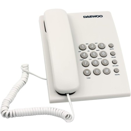 Daewoo Teléfono Fijo DTC -215 | Teléfono Fijo Fácil de Usar | Rellamada Último Número, Función Mute y Volumen Ajustable | Color