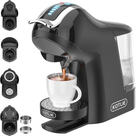 KOTLIE 19Bar Cafetera Espresso de Cápsulas Multifunción para Nespresso/Dolce Gusto/LAV*ZZA MIO y Cápsulas de Café Molido/ESE