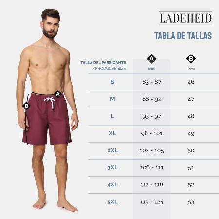 Ladeheid Bañador Hombre, Short de Natación con Secado Rápido, Forro de Malla Interior, Pantalón Corto con Bolsillos Laterales y
