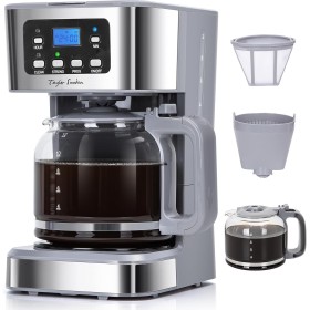 Taylor Swoden Cafetera Goteo, 1,5L(12 tazas) Cafetera con Filtro Reutilizable, Pantalla LCD, Programable 24h, Función AutoClean,