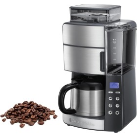 Russell Hobbs Cafetera de Goteo Grind & Brew - 10 Tazas, Jarra Térmica 1L, Molinillo para 250 g, 3 Niveles Molienda, Selector de