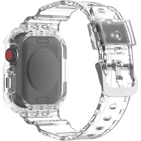 Correa Compatible con Apple Watch 40mm 41mm 44mm 45mm 49mm, Transparente Correas Deportivas Rugged con Funda para iWatch Series