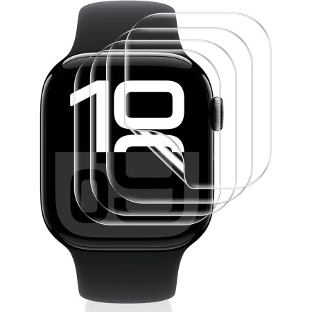 Vauki 4 Pack Protector Pantalla para Apple Watch Series 10 42mm Cristal Templado,Resistente a los Arañazos,Película de TPU Suave