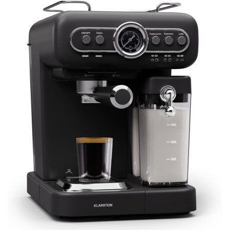 Klarstein Cafetera Expresso Automatica con Espumador de Leche, Cafetera Espresso 1.2 l. Cafeteras, Pequeña de Acero Inoxidable