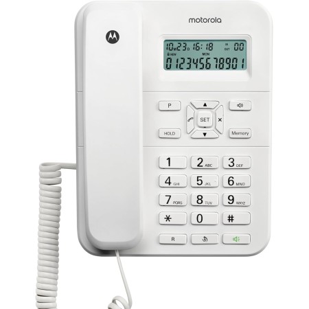 Motorola Voice - CT202 Teléfono con Cable, 10 Teclas de Memoria, Altavoz Manos libres, Música de Espera, Identificación de