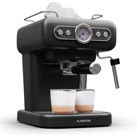 Klarstein Cafetera Expresso Automatica con Espumador de Leche, Cafetera Espresso 1.2 l. Cafeteras, Pequeña de Acero Inoxidable