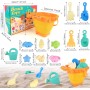 Juguetes Playa, Euakee 11 Piezas Juguetes de Arena de Playa, Juguetes Playa Bebe con Cubo, Cubo Playa con Moldes, Juego Cubo y