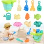 Juguetes Playa, Euakee 11 Piezas Juguetes de Arena de Playa, Juguetes Playa Bebe con Cubo, Cubo Playa con Moldes, Juego Cubo y