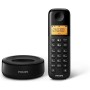 Philips D1601B - Teléfono Fijo Inalámbrico, Pantalla 4,1 cm, Retroalimentación, Identificador de Llamadas, Ecualizador