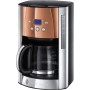 Russell Hobbs Cafetera de Goteo Luna Red - 12 Tazas, Jarra Cristal 1,8L, Programable, Soporte de Filtro Lavable, Tecnología de