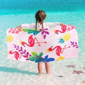 WERNNSAI Toalla de Playa de Flamenco - Tropical Hawaii Suministros para la Fiesta 76 x 152cm Manta de Playa de Microfibra Regalo