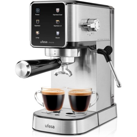 Ufesa Varese Cafetera Compacta Espresso y Capuccino, 1050W, Vaporizador Orientable, 20 Bares, 1 o 2 Cafés, Depósito 1.5L,