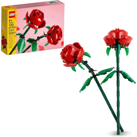 LEGO Botanicals Rosas, Flores Artificiales Rojas Compatible con Ramos, Decoración Floral para Dormitorio Infantil y Escritorio,