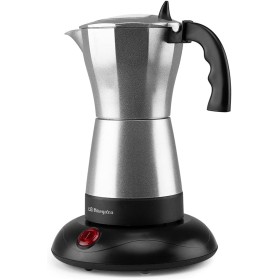 Orbegozo KFE 660, Cafetera italilana eléctrica, 480 W, 3/6 tazas, apagado automático, base con rotación, tapadera con ventana,