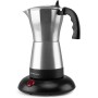 Orbegozo KFE 660, Cafetera italilana eléctrica, 480 W, 3/6 tazas, apagado automático, base con rotación, tapadera con ventana,
