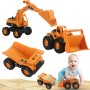 Phlognfy Juguete de Arena Excavadora Arenero, 3pcs Niños Excavadora Juguete Conjunto, con Volquete Camión Excavadora Cargador