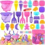 Joyreal 49 Piezas Helados Juguetes Playa - Juegos Playa Niños con Cubo Playa Plegable, Bolsa Juguetes Playa Malla, Palas Playa,