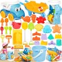 GUHAOOL Juguetes Playa, 30 Piezas Juguetes de Playa para Niños con Cubo, Moldes de Arena, Rueda de Agua,Camión de Arena, Palas y