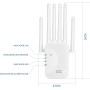 2025 Amplificador WiFi con 6 Antenas 300Mbps,Repetidor de Señal con 2 Puertos Gigabit Ethernet, Modos Repetidor/Ap, Compatible